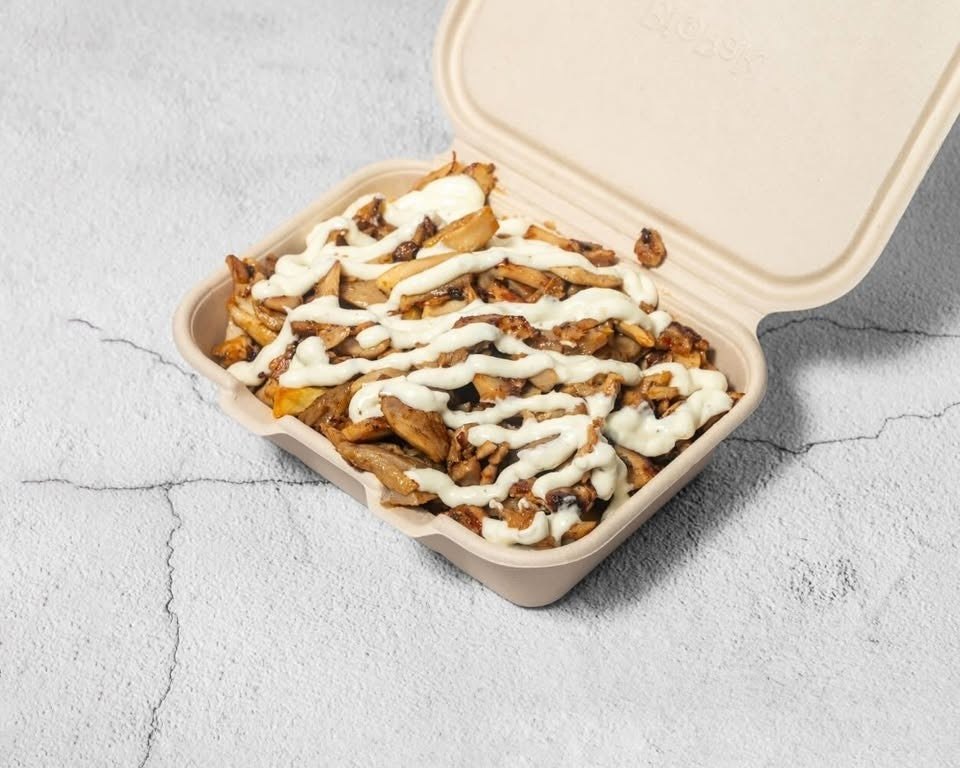 Loaded snack box with garlic sauce